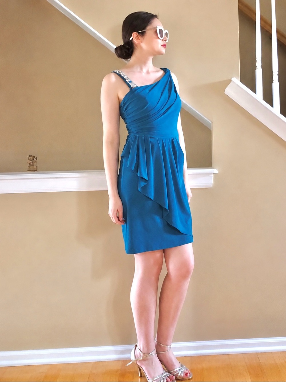 Scarlett Embellished Jewels Sleeveless Teal Bodycon Mini Dress Size 10 NWOT